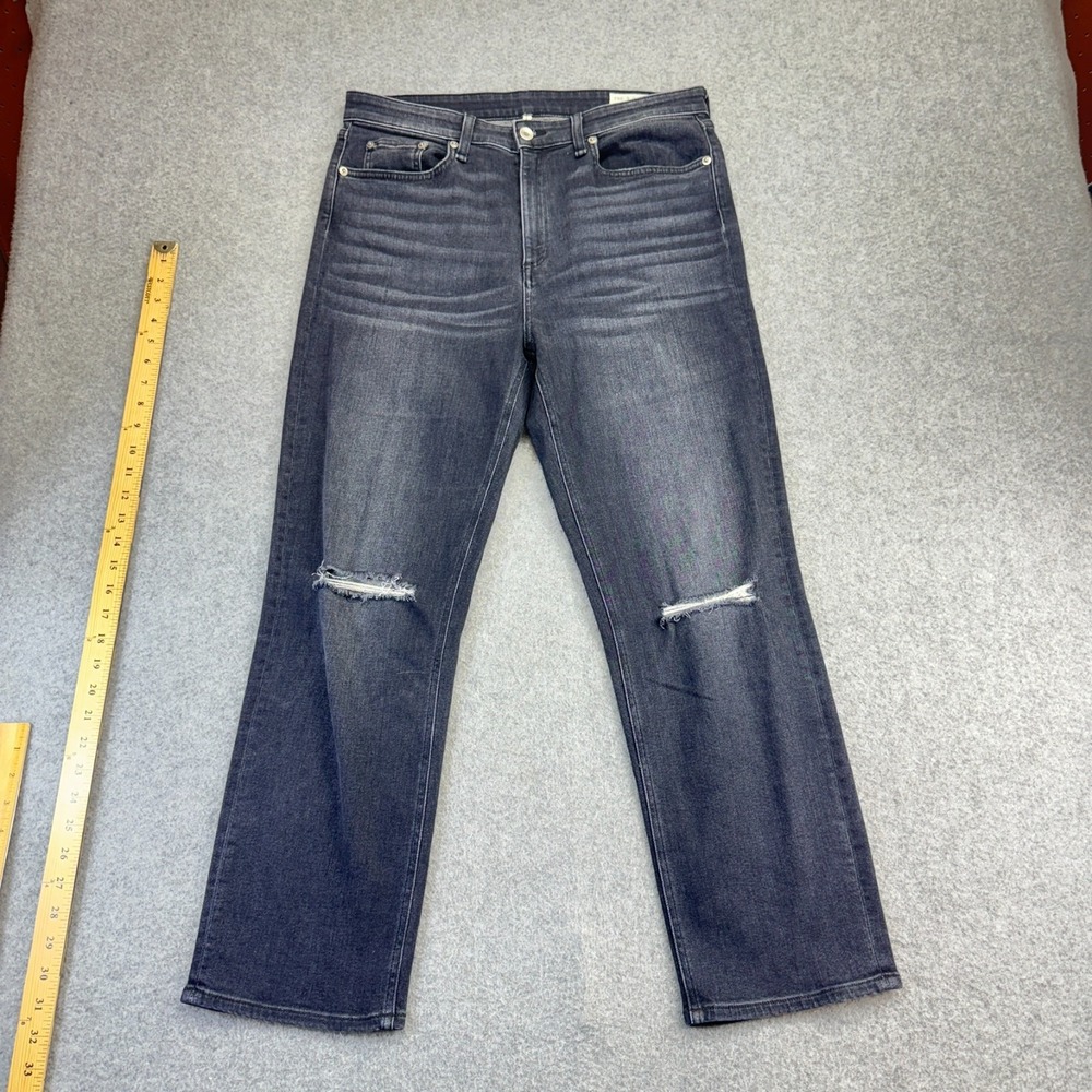 Rag & Bone Nina High Rise Ankle Cigarette Jeans Women's 32x27 Gray Distressed Kn